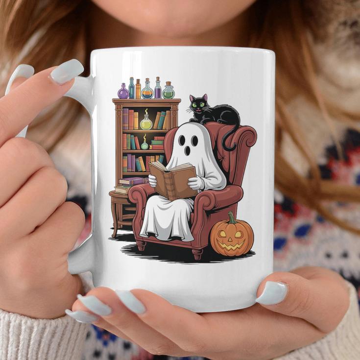 Ghost With Bookshelf Halloween Bookish Premium Tri-Blend Graphic Print Coffee Mug Unique Gifts