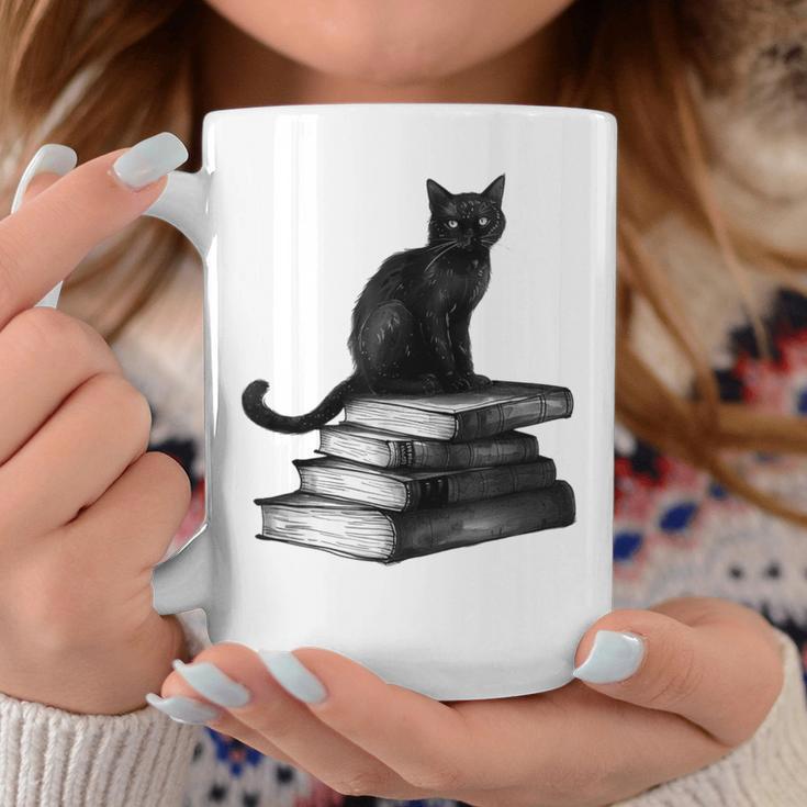 Goth Mystical Gothic Books & Cat Graphic Print Coffee Mug Unique Gifts