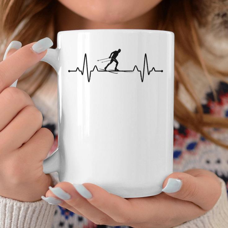 Heartbeat クロスカントリースキー ウィンタースポーツ バイアスロンスキー コーヒーマグ 面白い贈り物