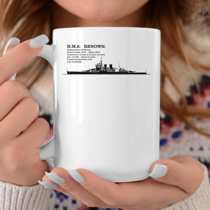 Hms レナウン イギリス巡洋戦艦のシルエットのインフォ グラフィック コーヒーマグ 面白い贈り物