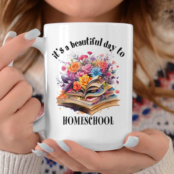 Its A Beautiful Day To Homeschool Books Flowers Graphic Print Coffee Mug Unique Gifts