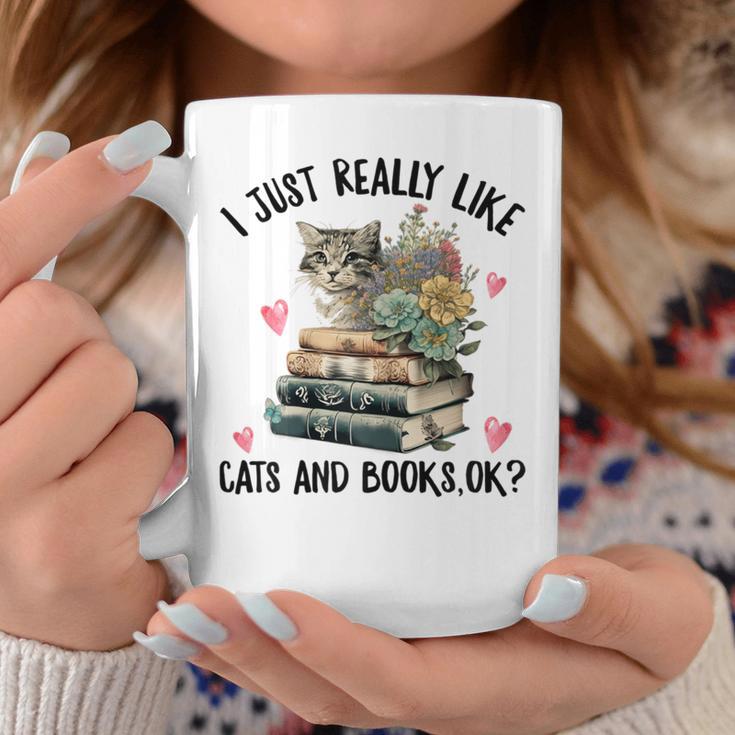 I Just Really Like Cats And Books Cat Watercolor Graphic Print Coffee Mug Unique Gifts