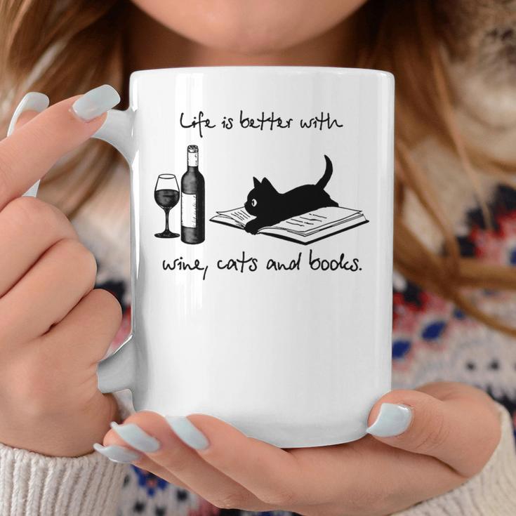Life Is Better With Wine Cats And Books Graphic Print Coffee Mug Unique Gifts Life Is Better With Wine Cats And Books Graphic Print Coffee Mug Unique Gifts