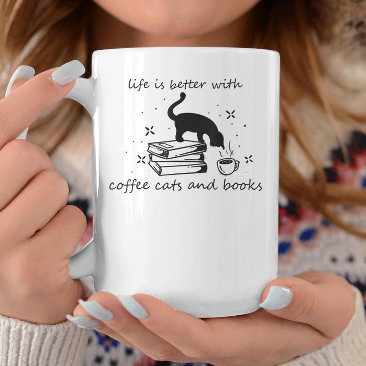 Life With Good Literature Coffee Cats And Books Graphic Print Coffee Mug Unique Gifts Life With Good Literature Coffee Cats And Books Graphic Print Coffee Mug Unique Gifts