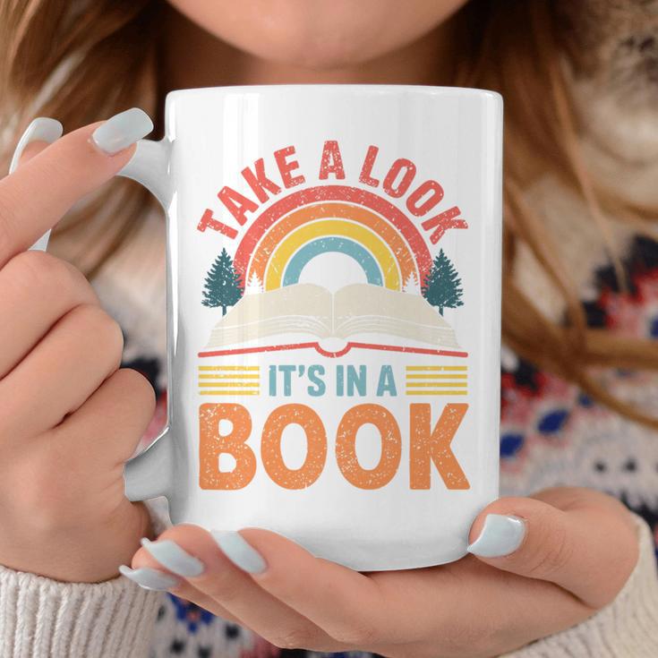 Take A Look It's In A Book Retro Reading Book Lover Premium Tri-Blend Graphic Print Coffee Mug Unique Gifts