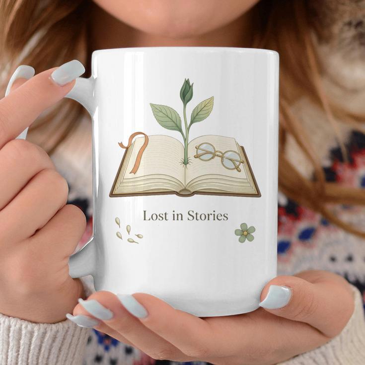 Lost In Stories Aesthetic Book And Growing Plant Tee Graphic Print Coffee Mug Unique Gifts