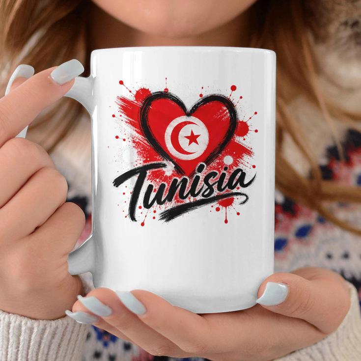 I Love Tunisia 旅行旗 ハート ツーリスト バケーション デザイン コーヒーマグ 面白い贈り物