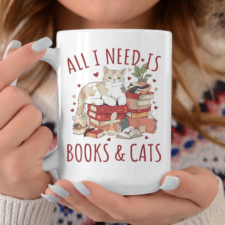 All I Need Is Books And Cats Valentines Day Reading Bookworm Graphic Print Coffee Mug Unique Gifts