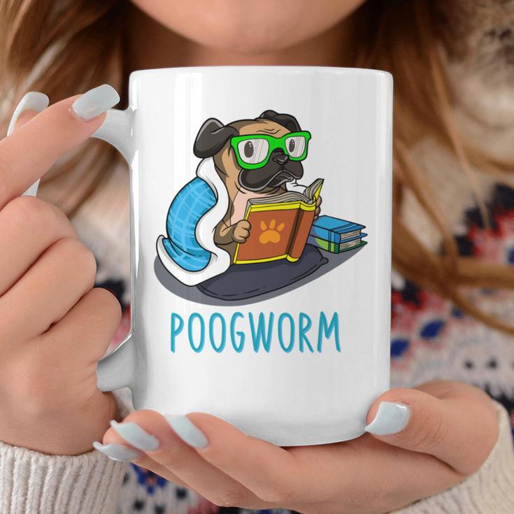 Nerdy Pug Reading Books Poogworm Pug Bookworm Graphic Print Coffee Mug Unique Gifts