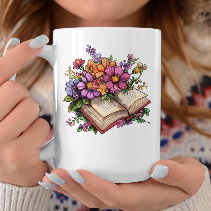 Open Book With Colorful Flowers For Readers Graphic Print Coffee Mug Unique Gifts