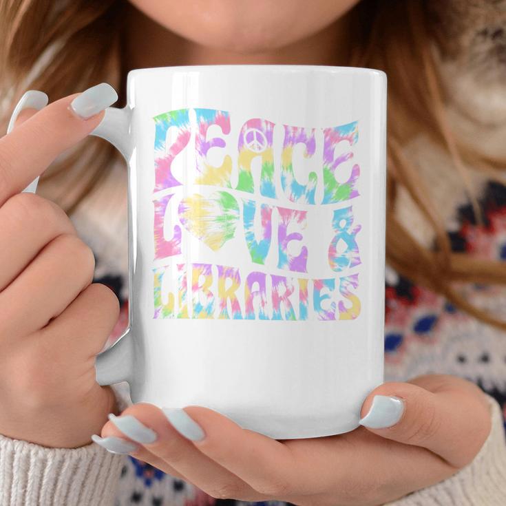 Peace Love And Libraries Heart And Books Graphic Premium Tri-Blend Graphic Print Coffee Mug Unique Gifts