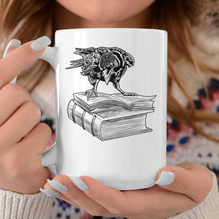 Raven Crow Book Aesthetic Dark Academia Bookworm Graphic Print Coffee Mug Unique Gifts