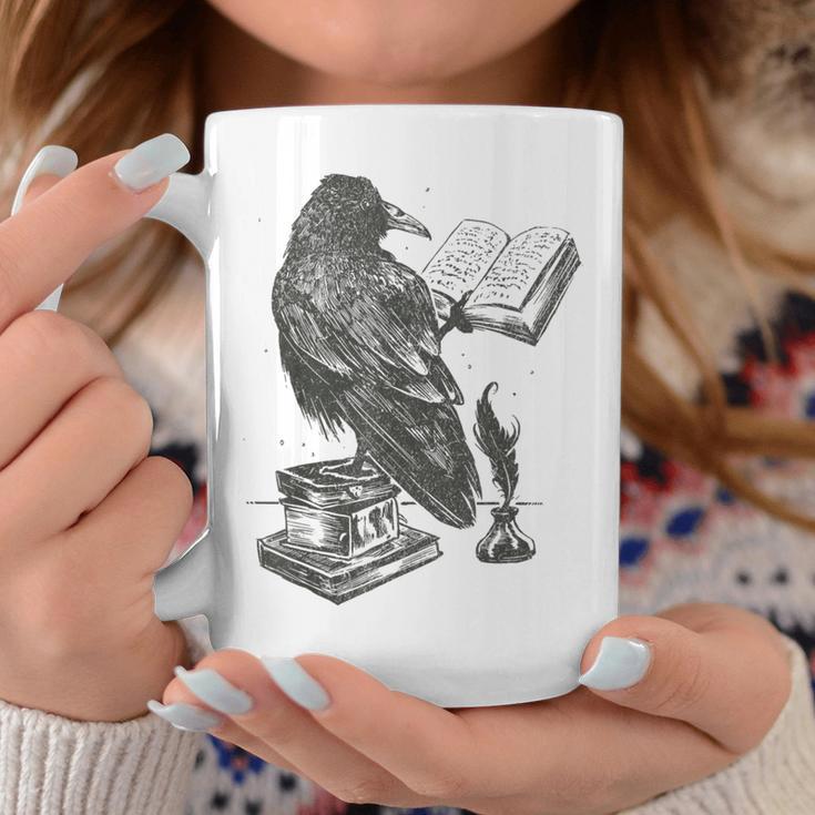 Raven Crow Reading a Magic Book Wizard Animal Bird Reader Graphic Print Coffee Mug Unique Gifts Raven Crow Reading a Magic Book Wizard Animal Bird Reader Graphic Print Coffee Mug Unique Gifts