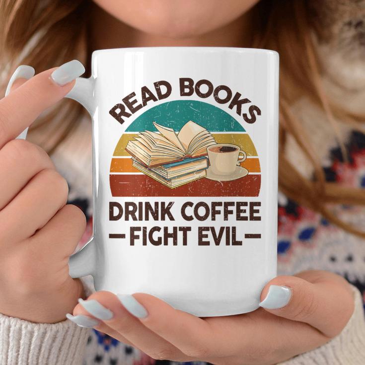 Read Book Drink Coffee Fight Evil Reading Teacher Graphic Print Coffee Mug Unique Gifts