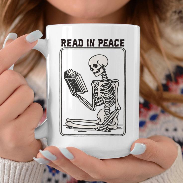 Read In Peace Skeleton Book Lover Bookworm Book Graphic Print Coffee Mug Unique Gifts