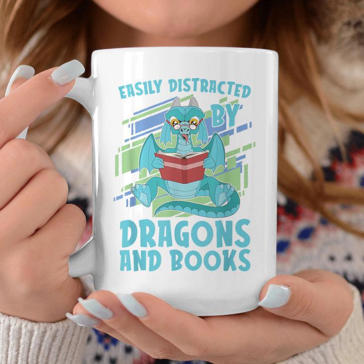 Reading Books Easily Distracted By Dragons And Books Graphic Print Coffee Mug Unique Gifts