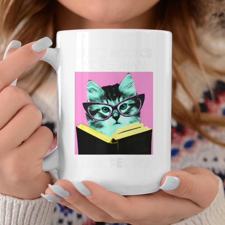 Reading Kitty I Like Books Graphic Print Coffee Mug Unique Gifts