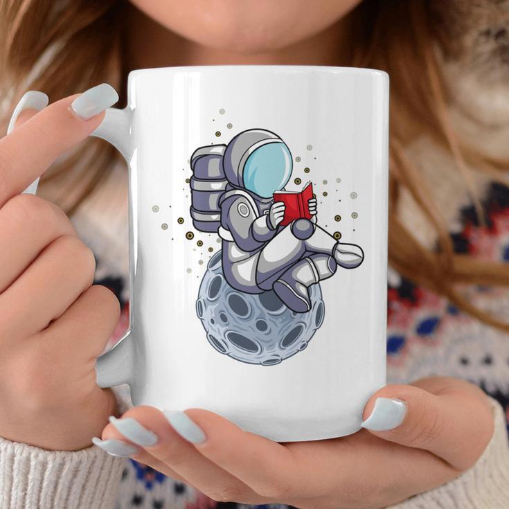 Reading Read Books Reader Nerd Cartoon Astronaut Moon Graphic Print Coffee Mug Unique Gifts