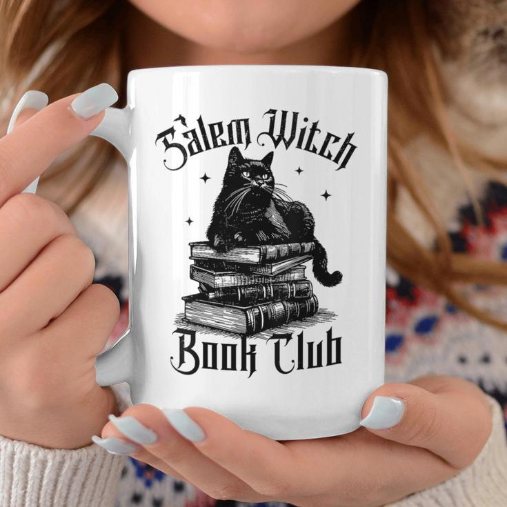 Salem Witch Book Club Bookish Retro Halloween Cat Graphic Print Coffee Mug Unique Gifts