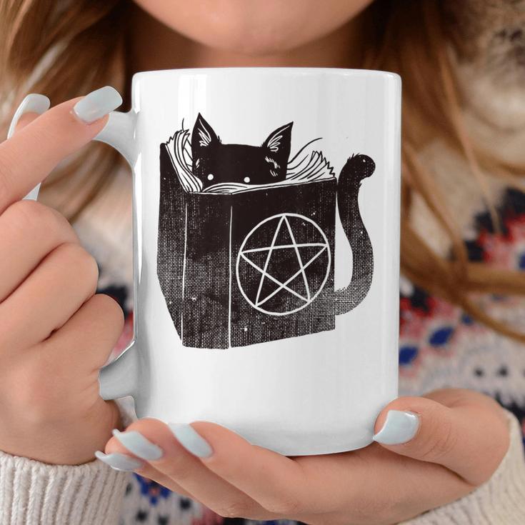 SataniCat Pentagram Cat Satan Demon Necronomicon Book Lover Graphic Print Coffee Mug Unique Gifts