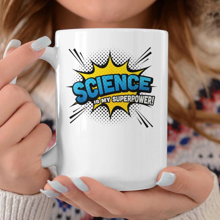 Science Is My Superpower Comic Book Style Graphic Print Coffee Mug Unique Gifts