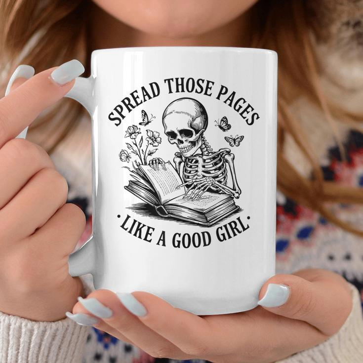 Spread Those Pages Like A Good Girl Skeleton Floral Book Graphic Print Coffee Mug Unique Gifts Spread Those Pages Like A Good Girl Skeleton Floral Book Graphic Print Coffee Mug Unique Gifts