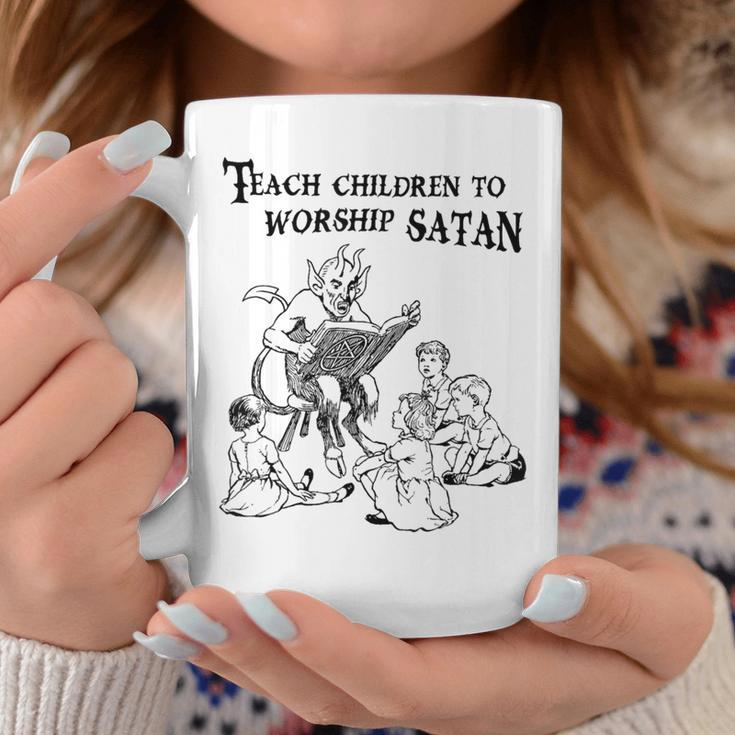 Teach Children To Worship Satan Satanic Demon Devil Book Graphic Print Coffee Mug Unique Gifts