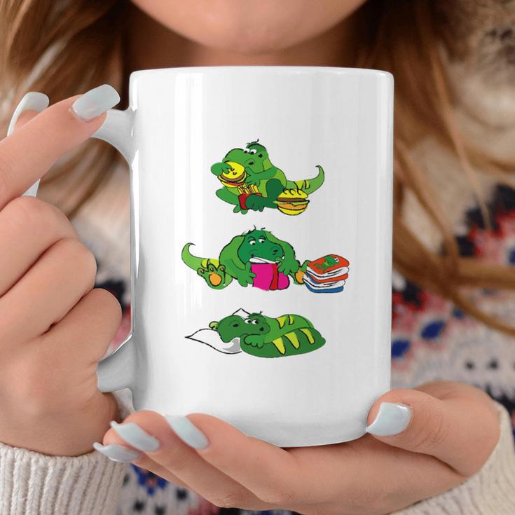 Triathlete Eating Sleeping Reading Dragon Book Graphic Print Coffee Mug Unique Gifts