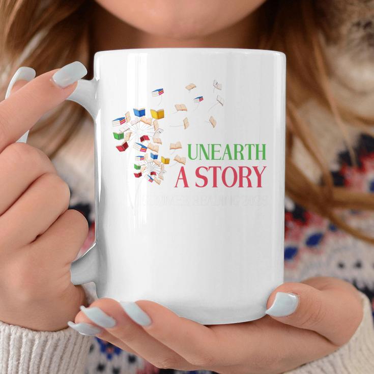 Unearth a Story Summer Reading 2026 Dandelion Books Readers Premium Tri-Blend Graphic Print Coffee Mug Unique Gifts