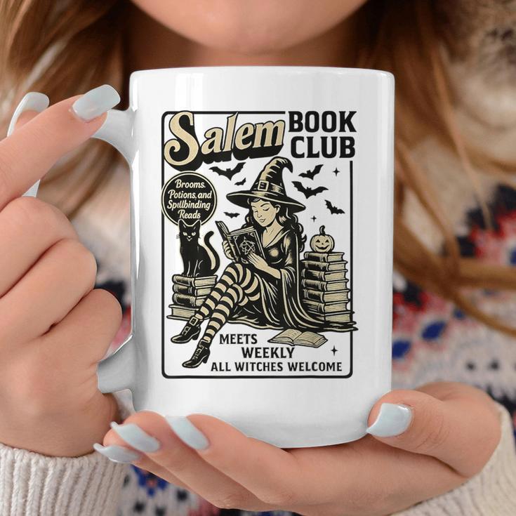 Vintage Salem Book Club Cat Bookish Spooky Halloween Graphic Print Coffee Mug Unique Gifts