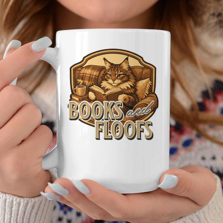 Vintage Style Maine Coon Cat Reading Books And Floofs Premium Tri-Blend Graphic Print Coffee Mug Unique Gifts