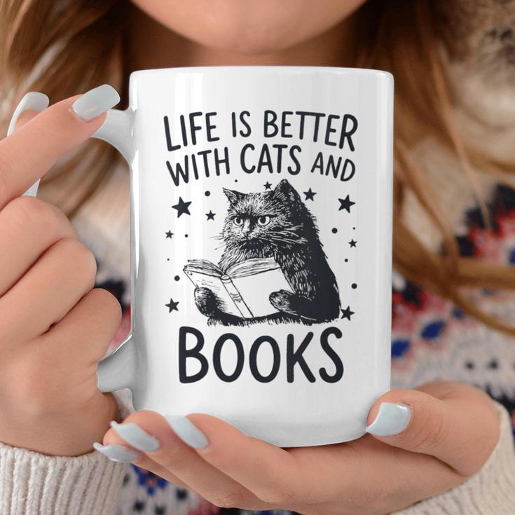Women's Life Is Better With Cats And Books Cat Graphic Print Coffee Mug Unique Gifts Women's Life Is Better With Cats And Books Cat Graphic Print Coffee Mug Unique Gifts