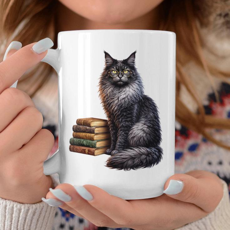 Women's Smokey Maine Coon Cat Book Lover Graphic Print Coffee Mug Unique Gifts Women's Smokey Maine Coon Cat Book Lover Graphic Print Coffee Mug Unique Gifts