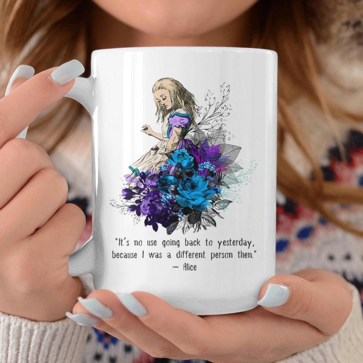 Women's Vintage Book Quote It’s No Use Going Back To Yesterday Graphic Print Coffee Mug Unique Gifts