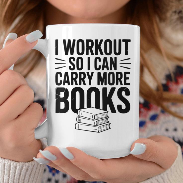 Women's I Workout So I Can Carry More Books Gym Lover Graphic Print Coffee Mug Unique Gifts