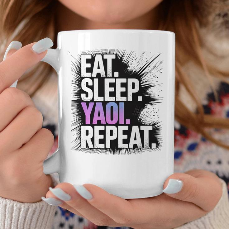 Yaoi Eat Sleep Repeat Manga Anime Book Premium Tri-Blend Graphic Print Coffee Mug Unique Gifts