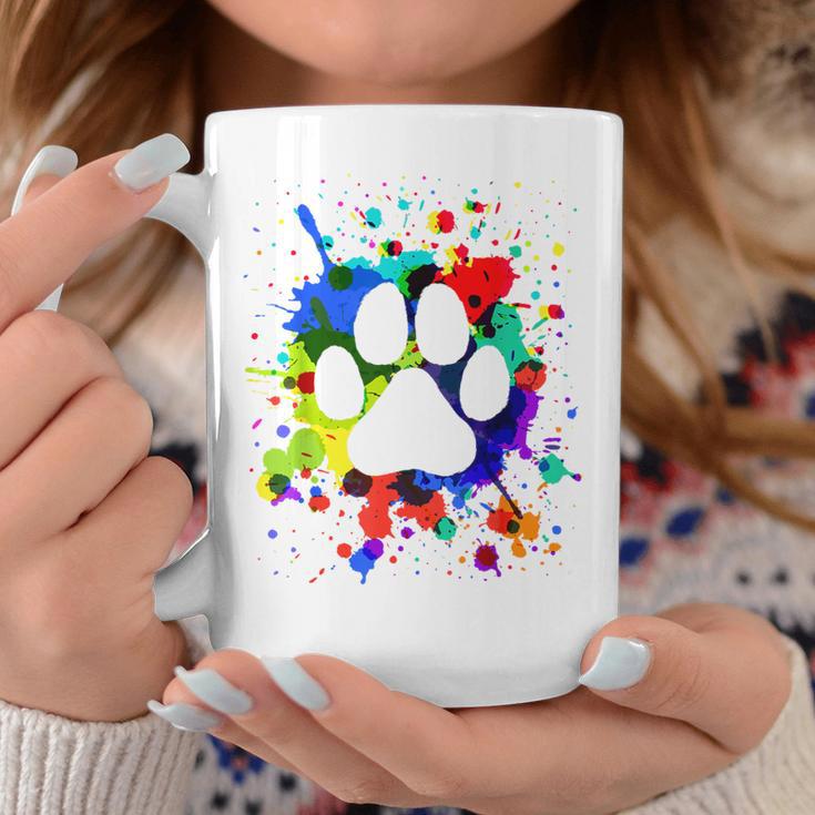 カラフルペイント スプラッター 肉球プリント 猫 犬 コーヒーマグ 面白い贈り物