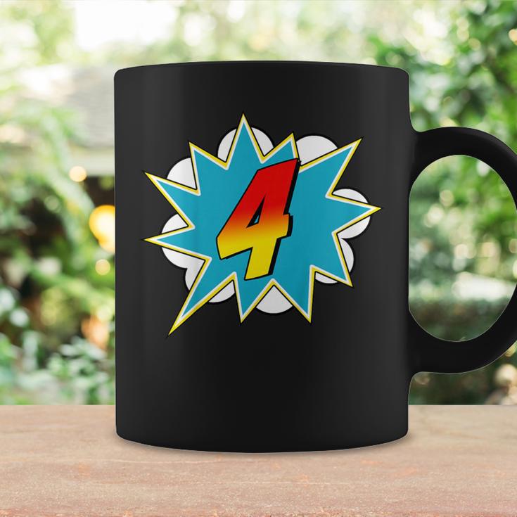 4-4th Birthday Superhero Four Years Old Comic Book Graphic Print Coffee Mug Gifts ideas
