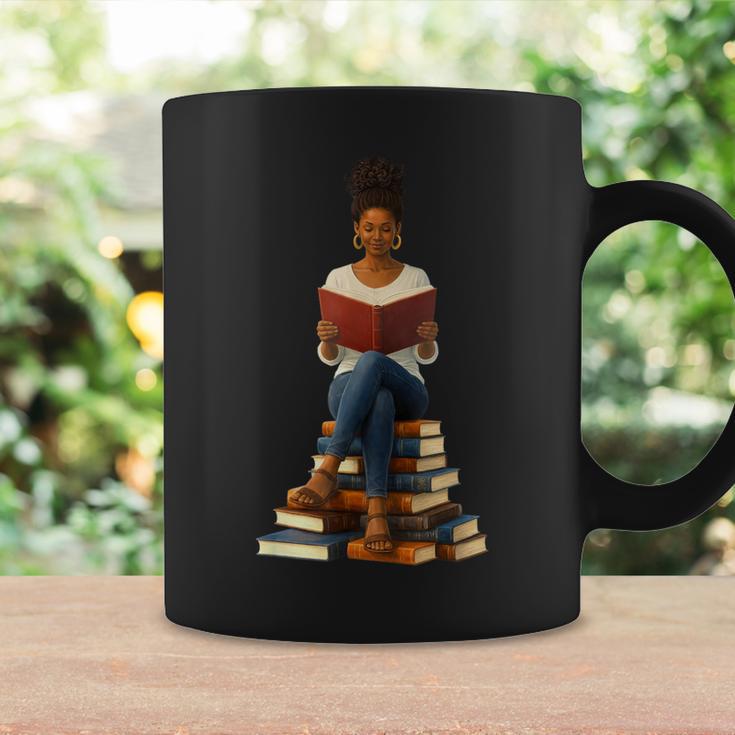African American Woman Melanin Afro Girl Reading Book Graphic Print Coffee Mug Gifts ideas