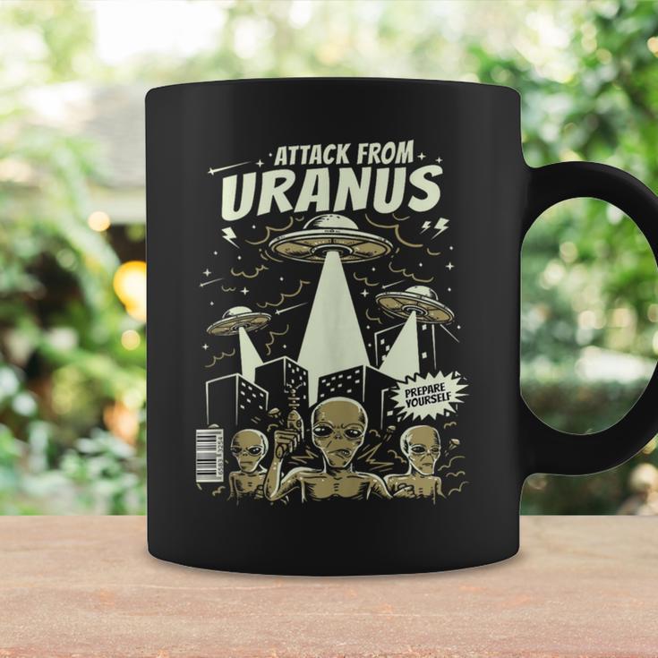 Attack From Uranus Retro Space Alien UFO Comic Book Graphic Print Coffee Mug Gifts ideas