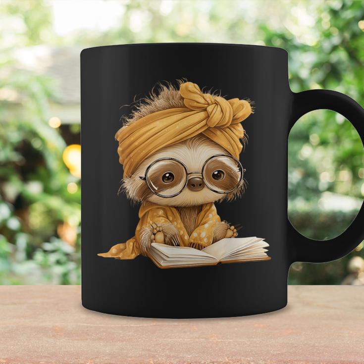 Baby Sloth Open Book Reading Animal Lover Graphic Portrait Graphic Print Coffee Mug Gifts ideas
