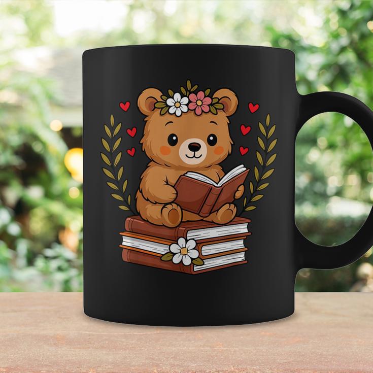 Bear Reading Book Graphic Bear With Book Floral Graphic Print Coffee Mug Gifts ideas