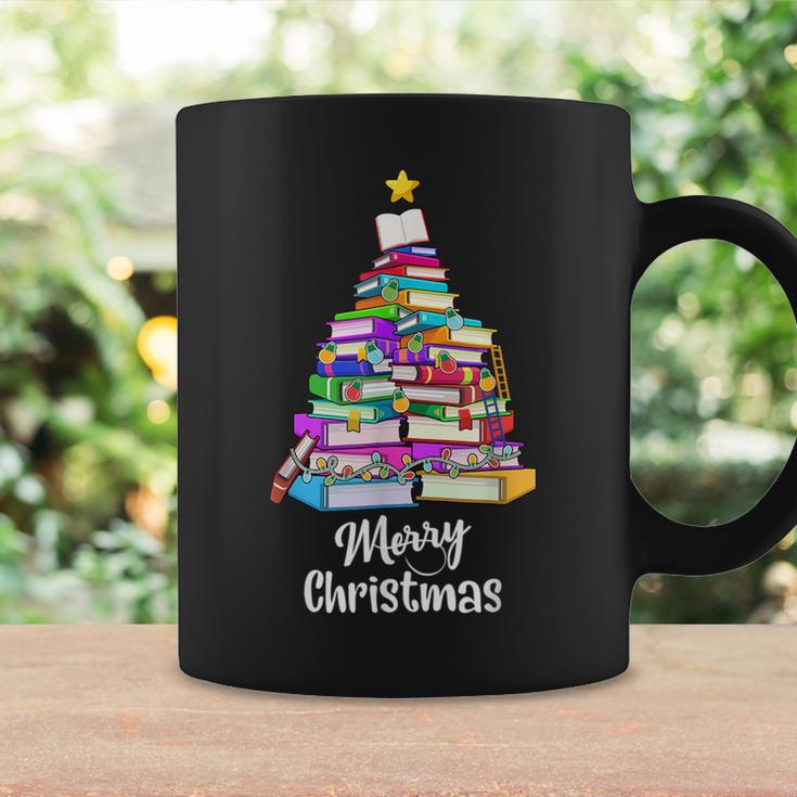 Book Christmas Tree Xmas Lights Librarian Merry Christmas Graphic Print Coffee Mug Gifts ideas