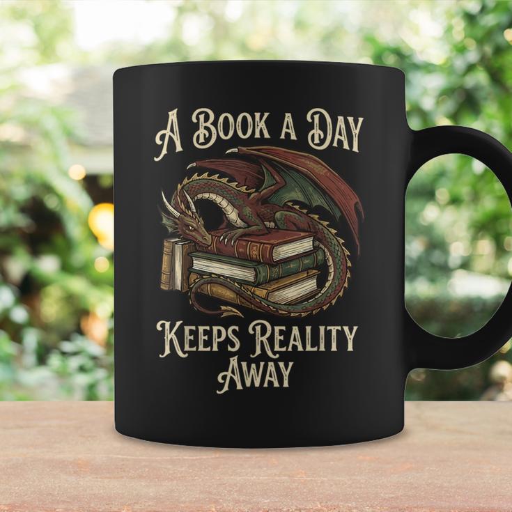 A Book A Day Keeps Reality Away Graphic Print Coffee Mug Gifts ideas