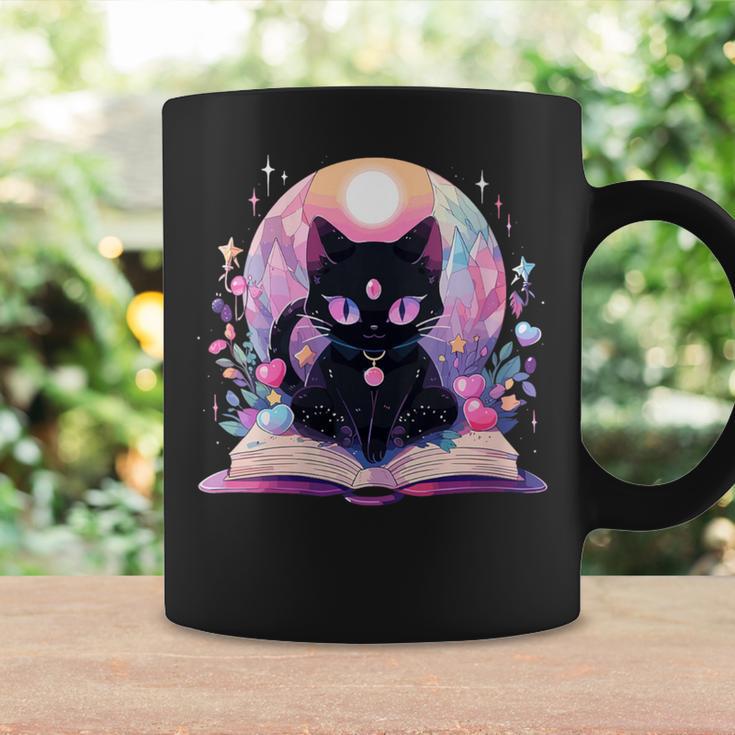 Book Lover Crystal Witchy Cute Cat Kawaii Pastel Goth Graphic Print Coffee Mug Gifts ideas