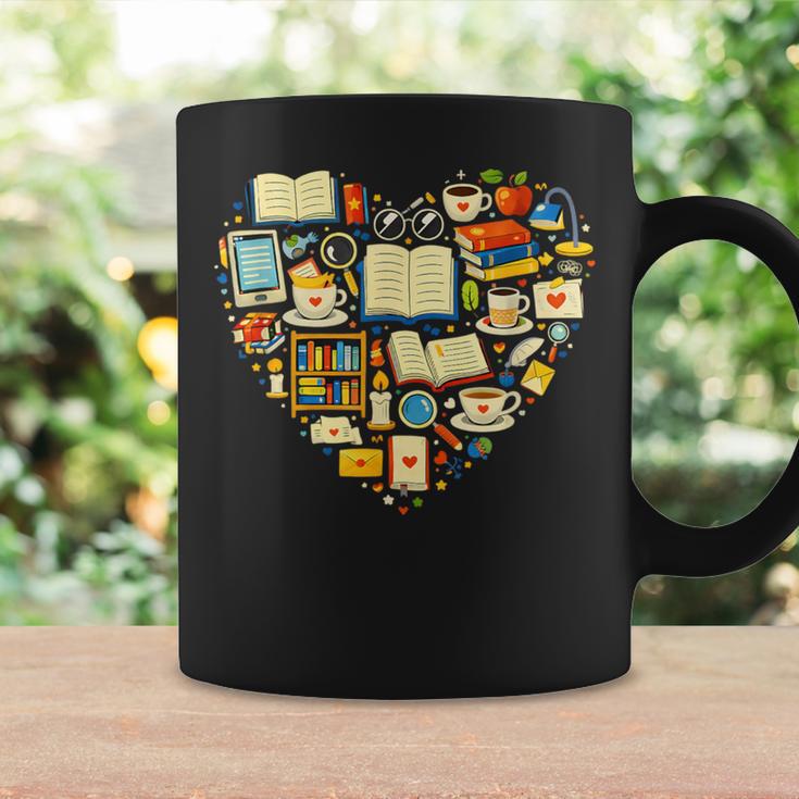 Book Lover Heart Reading Stack Bookworm Graphic Print Coffee Mug Gifts ideas