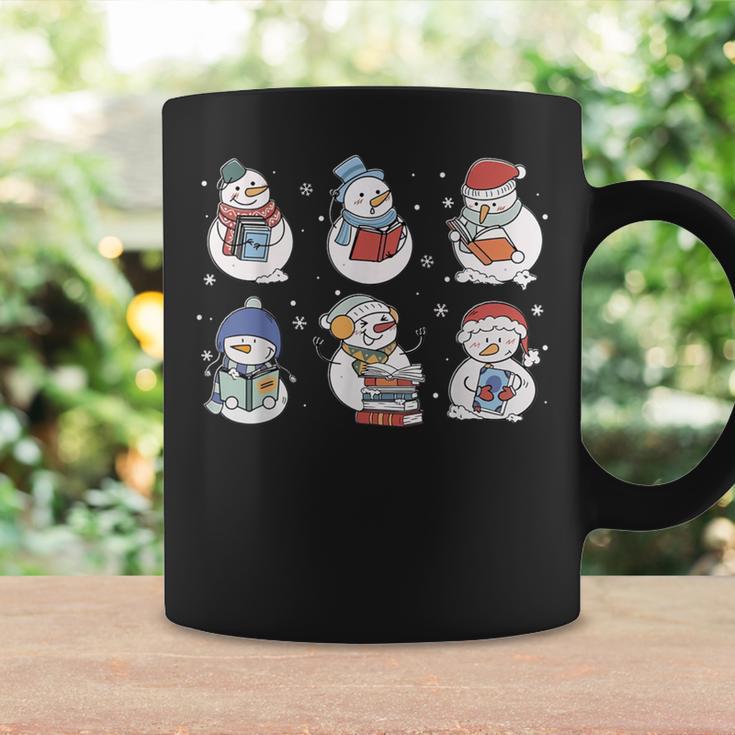 Book Lover Teacher Snowman Reading Books Christmas Winter Graphic Print Coffee Mug Gifts ideas