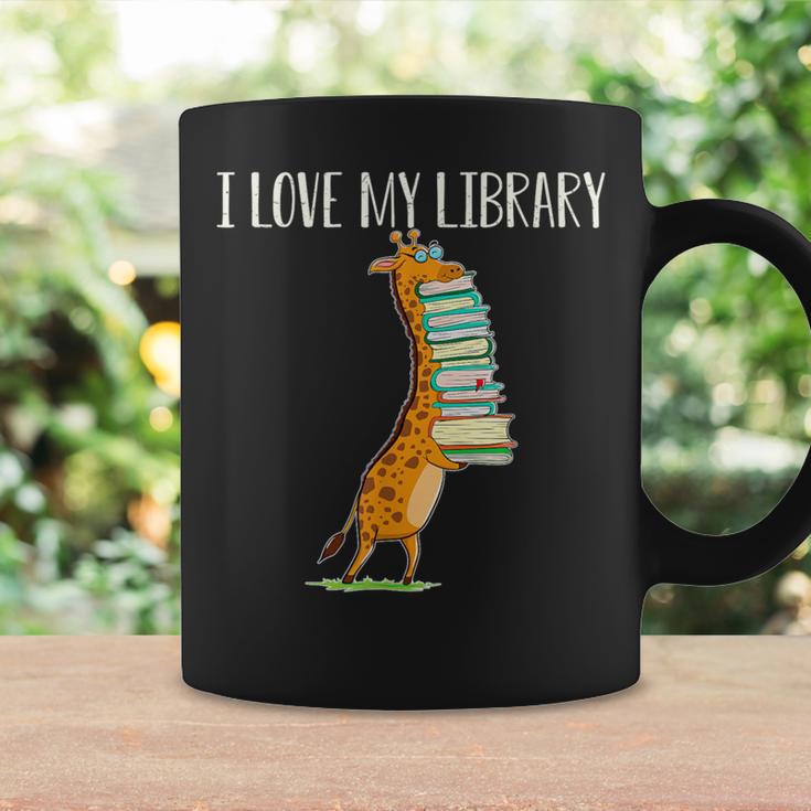 Book Reading Giraffe I Love My Library Graphic Print Coffee Mug Gifts ideas
