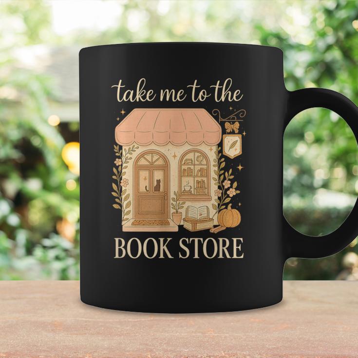 Take Me To The Book Store Cozy Bookshop Cat Aesthetic Graphic Print Coffee Mug Gifts ideas