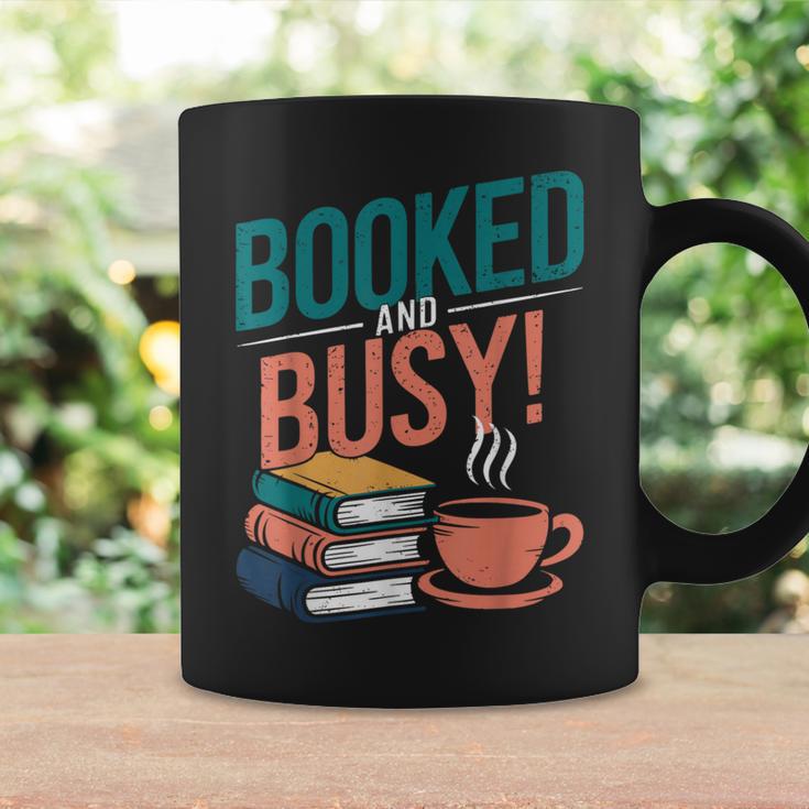 Booked And Busy Cool Coffee Reading Relaxing Books Graphic Print Coffee Mug Gifts ideas